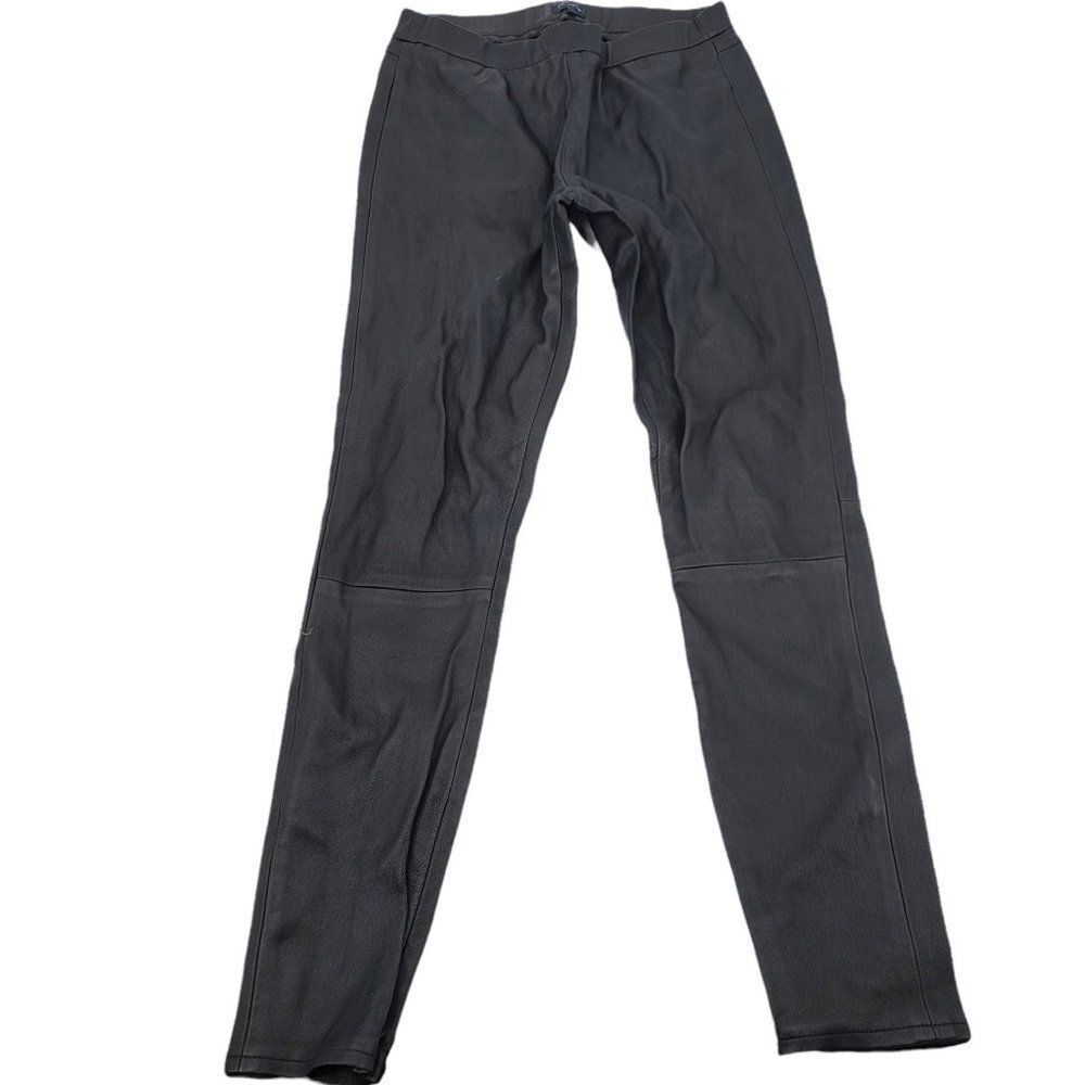 Madewell Leather Pants High Rise Skinny Sexy Black Straight Leg Leather Pants - Picture 2 of 6